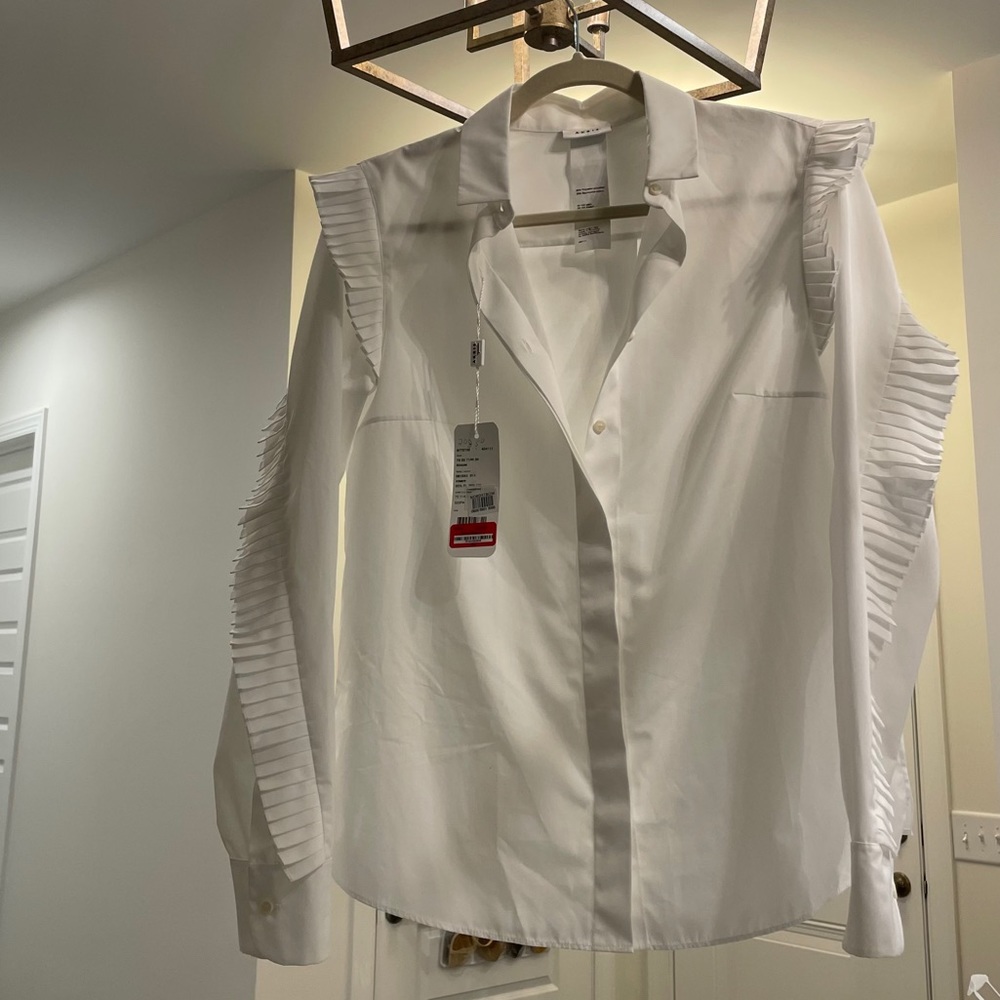 NWT Akris Raffle Detail Cotton Blouse